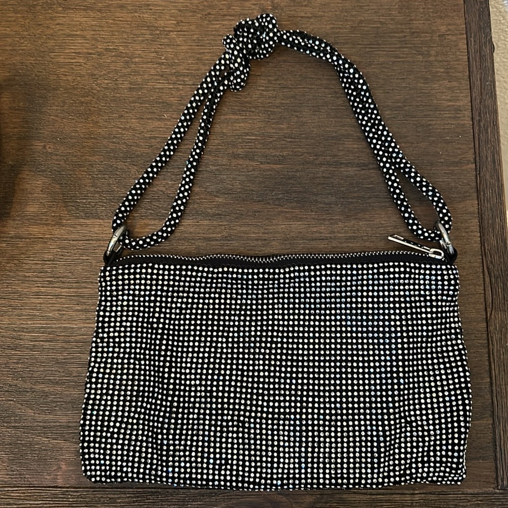 NWOT Rhinestone Black and Silver Shoulder Bag - Picture 4 of 6